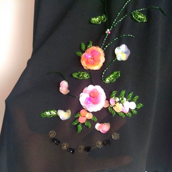 vintage 80s sequin beaded sheer floral top EUC - Picture 14 of 14